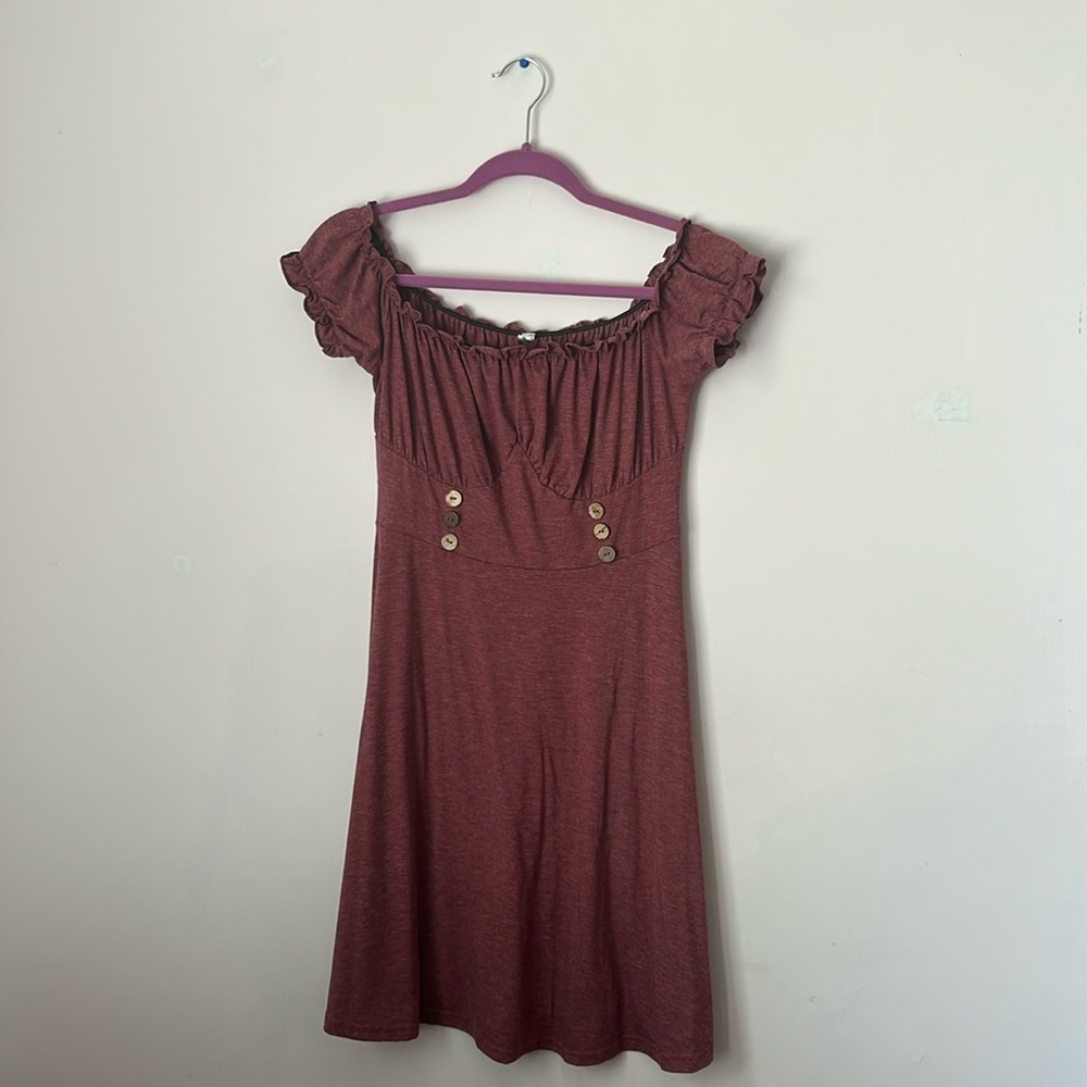 Maroon Off The Shoulder Sundress